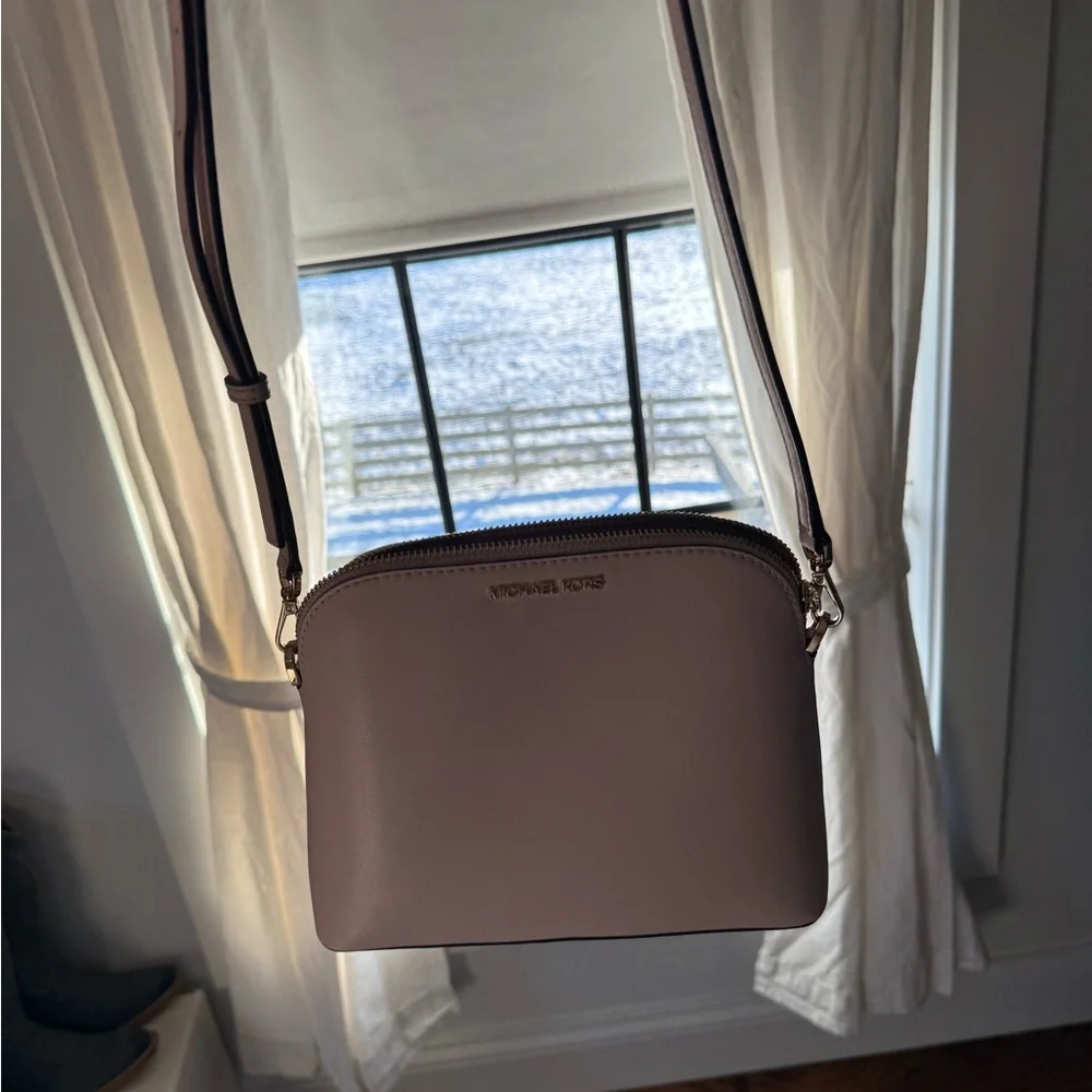 Michael Kors Signature Beige and Pink Satchel